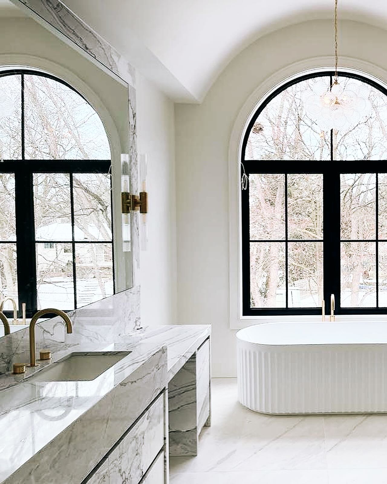 Beautiful marble counter in bathroom